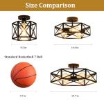 KUZIEG Modern Farmhouse Semi Flush Mount Ceiling Light,Industrial Black Ceiling Lighting Fixture,Hexagonal Close to Ceiling Lights for Kitchen, Hallway,Bedroom,Foyer,Dining,Laundry Room,14.6 Inch