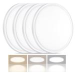 LUMLLSAJI 4 Pack LED Flush Mount Ceiling Light, 24W Ultra Thin Round White 3000k/4000k/6500k 3 Color Temperatures Adjusted 12 Inch Modern Ceiling Lights for Bedroom Bathroom Kitchen, Wired