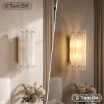 Tribesigns 13.78 Inch 2-Light Modern Brass Gold Wall Sconce with Glass Shade — Indoor Wall Light for Bedroom, Living Room, Hallway, Bathroom