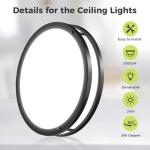 hepside 13inch Flush Mount Ceiling Light Fixture 2 Pack, Dimmable & 5CCT Ceiling Light Black, 24W 3000K 3500K 4000K 5000K 6500K Adjustable Ceiling Lamps for Bathroom Bedroom Hallway