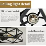 KUZIEG Modern Farmhouse Semi Flush Mount Ceiling Light,Industrial Black Ceiling Lighting Fixture,Hexagonal Close to Ceiling Lights for Kitchen, Hallway,Bedroom,Foyer,Dining,Laundry Room,14.6 Inch