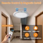 Rechargeable Ceiling Light 2Pack, 3 Color Motion Sensor Lights with Remote, Wireless Closet Light Battery Operated, Magnetic Dimmable LED Lights for Shower Pantry Shed Hallway Porch Garage Stairs