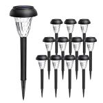 GIGALUMI 12 Pack Solar Lights Outdoor Waterproof, Cool White Pathway Lights Solar Powered, Landscape Lighting, Solar Garden Light for Decor, Patio, Garden, Yard, Pathways, Walkways