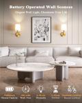 Ouyulong Battery Operated Wall Sconces Set of 2, Wireless Rechargeable Dimmable Wall Light with RGB Bulb and Remote for Bedroom, Living Room, Hallway (Gold)