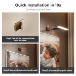 FULEN 2 Pack Picture Lights for Wall,Art Lights for Painting,Battery Operated Wall Sconce Rechargeable,LED Wall Light Cordless with Remote, Frame,Gallery,Dartboard Lights No-Drill,Black