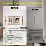 iThird Battery Operated Wall Sconces Set of 2: 10000mAh Rechargeable Wall Lights with Remote Control, 360° Rotate Wireless Wall Scone Decor for TV/Mirror Bedroom Living Room, 31.5 Inch, Black