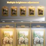 Battery Operated Picture Light for Wall, 4000mAh Cordless Wall Lamp for Painting Photo Artwork , Remote Control, Magnetic for Easy to Charge,Timers, 13.8'' Display for Gallery Living Room Bedroom Gold