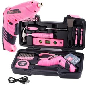 Pink 136-Piece Tool Set with Electric Screwdriver