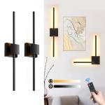 Battery Operated Wall Sconces Set of 2, 𝐔𝐩𝐠𝐫𝐚𝐝𝐞𝐝 12000mAh Rotatable Picture Lights with Remote Control, Dimmable 3000-6500K LED Rechargeable Wall Lights for Living Room Bedroom Mirror, 28.3In