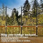 AILBTON 10Ft String Light Poles 4 Pack,Light Poles for Outside Lights,Outdoor with Fence Brackets Hanging Lights,Metal Stand Deck Patio Backyard