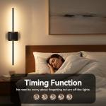 Battery Operated Wall Sconces Set of 2, 𝐔𝐩𝐠𝐫𝐚𝐝𝐞𝐝 12000mAh Rotatable Picture Lights with Remote Control, Dimmable 3000-6500K LED Rechargeable Wall Lights for Living Room Bedroom Mirror, 28.3In