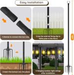 AILBTON 10Ft String Light Poles 4 Pack,Light Poles for Outside Lights,Outdoor with Fence Brackets Hanging Lights,Metal Stand Deck Patio Backyard