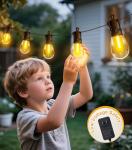 Outdoor String Lights Patio LED - Light Outside 50Ft 15M Waterproof Remote Dimmable S14 Porch Lighting Edison Plastic Bulb Pergola Hanging Balcony Connectable Backyard Yard Gazebo Party Garden Bistro