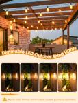 Larkvue 25FT Outdoor String Lights, Patio Lights with 10+1 LED Dimmable Waterproof Shatterproof ST38 Retro Edison 2700K Bulbs for Balcony Yard, Black