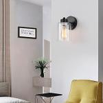 KENMI, 1-Light Bathroom Black Vanity Light Matte Black Wall Sconce Vintage with Clear Glass Shade, Hallway Light Fixture Sconces Wall Lighting