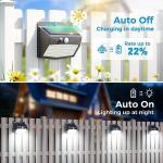 Peasur [6 Packs] Solar Lights Outdoor Motion Sensor Solar Security Lights Waterproof with 3 Lighting Modes Solar Powered Wall Lights Outside for Garden Fence Yard Deck