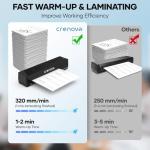 Crenova Laminator Machine with 10 Laminating Sheets, A4 Laminating Machine Hot & Cold with Fast Warm Technology, Thermal Laminator 9 Inch for Home Office School Business Black