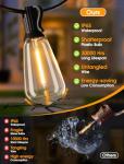 Larkvue 25FT Outdoor String Lights, Patio Lights with 10+1 LED Dimmable Waterproof Shatterproof ST38 Retro Edison 2700K Bulbs for Balcony Yard, Black