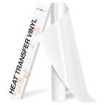 HTVRONT HTV Roll Heat Transfer Vinyl - 12" x 8ft White HTV Vinyl for Shirts, Iron on Vinyl for All Cutting Machine - Easy to Cut & Weed for Heat Transfer Design (White)
