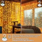 HXWEIYE 300LED Fairy Curtain Lights, 9.8x9.8Ft USB Plug-in 8 Modes Christmas String Hanging Lights with Remote for Bedroom Backdrop Wedding Indoor Wall Decor, Warm White, Standard – 1 Pack