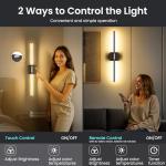 Battery Operated Wall Sconces Set of Two, 10000mAh Rechargeable Wall Lights with Remote Control, 360° Rotate Dimmable Black Gold LED Cordless Lighting for Bedroom, Living Room, Hallway, 29 Inch, 3CCT