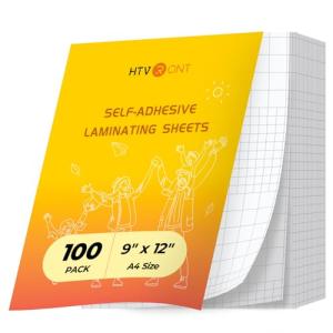 HTVRONT Self-Adhesive Laminating Sheets - 100 Pack, 5mil, 9 X 12 Inches Self Laminating Sheets, No Machine Needed Clear Laminate Sheets for Protecting and Preserving Documents, Photos, Menus, Stickers