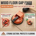 Floor Gap Fixer Tool, Upgraded Heavy Duty Floor Gap Fixer Suction Cup Tool, Made of Iron & Adjustable Height Setter, for Wood, Laminate, Tile, Vinyl Floor Gap Repair Tools (Orange)