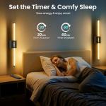 Battery Operated Wall Sconces Set of Two, 10000mAh Rechargeable Wall Lights with Remote Control, 360° Rotate Dimmable Black Gold LED Cordless Lighting for Bedroom, Living Room, Hallway, 29 Inch, 3CCT