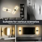Battery Operated Wall Sconces Set of Two, 10000mAh Rechargeable Wall Lights with Remote Control, 360° Rotate Dimmable Black Gold LED Cordless Lighting for Bedroom, Living Room, Hallway, 29 Inch, 3CCT