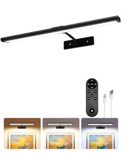 EZVALO Picture Light for Wall, 4800mAh Rechargeable Wireless Remote Battery Lights for Painting, 16In Dimmable Magnetic LED Art Display Light, Colors Temperatures, for Gallery, Living Room,Hallway