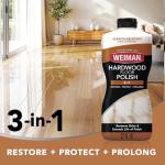 Weiman Wood Floor Polish and Restorer 32 Oz 3PC Bundle - High-Traffic Hardwood Floor, Natural Shine, Removes Scratches, Leaves Protective Layer