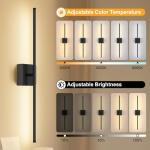 JZEKVN Battery Operated Wall Sconce Set of Two with Remote Control, 3000K-6000K Dimmable Black Wall Lights, Timable LED Wireless Wall Sconces, 350° Ratate for Bathroom, Living Room, Hallway 29.1 Inch