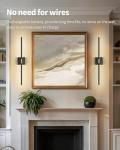 SAIMAND Wall Sconces Set of 2 Battery Operated, Wireless USB Rechargeable Wall Lights with Remote Control, 360° Rotation, 8000mAh LED Dimmable Picture Lamp for Living Room,Bedroom,Hallway (30in Black)