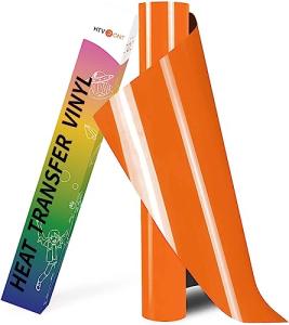 HTVRONT HTV Heat Transfer Vinyl - 12" x 8ft Orange HTV Vinyl for T Shirts, Iron on Vinyl for All Cutting Machine - Easy to Cut & Weed for Iron on Design (Orange)