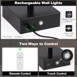 JZEKVN Battery Operated Wall Sconce Set of Two with Remote Control, 3000K-6000K Dimmable Black Wall Lights, Timable LED Wireless Wall Sconces, 350° Ratate for Bathroom, Living Room, Hallway 29.1 Inch