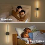 SAIMAND Wall Sconces Set of 2 Battery Operated, Wireless USB Rechargeable Wall Lights with Remote Control, 360° Rotation, 8000mAh LED Dimmable Picture Lamp for Living Room,Bedroom,Hallway (30in Black)