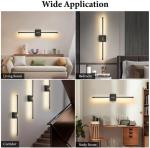 SAIMAND Wall Sconces Set of 2 Battery Operated, Wireless USB Rechargeable Wall Lights with Remote Control, 360° Rotation, 8000mAh LED Dimmable Picture Lamp for Living Room,Bedroom,Hallway (30in Black)