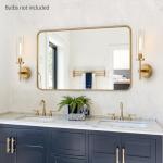 MOKATNG Wall Sconces Set of Two, Brushed Gold Bathroom Sconces with Clear Glass, Hardwired Sconces Wall Decor Set of 2, Modern Wall Light Fixtures for Bathroom Mirror Living Room Bedroom Hallway