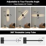 JZEKVN Battery Operated Wall Sconce Set of Two with Remote Control, 3000K-6000K Dimmable Black Wall Lights, Timable LED Wireless Wall Sconces, 350° Ratate for Bathroom, Living Room, Hallway 29.1 Inch