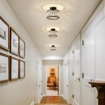 Pevfah Crystal Black Ceiling Light, Modern Semi Flush Mount Ceiling Lighting Fixture, Round Hallway Lighting Fixtures for Kitchen Entryway Bedroom Laundry Room, 1-Light, 9 Inch