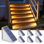 NIORSUN Solar Step Lights,6 Pack Warm White Solar Stair Lights Outdoor Waterproof IP67 Auto On Off,Solar Lights for Steps,Stair,Patio,Yard,Porch,Front Door,Sidewalk,Deck Decor
