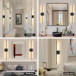 JZEKVN Battery Operated Wall Sconce Set of Two with Remote Control, 3000K-6000K Dimmable Black Wall Lights, Timable LED Wireless Wall Sconces, 350° Ratate for Bathroom, Living Room, Hallway 29.1 Inch