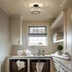 Pevfah Crystal Black Ceiling Light, Modern Semi Flush Mount Ceiling Lighting Fixture, Round Hallway Lighting Fixtures for Kitchen Entryway Bedroom Laundry Room, 1-Light, 9 Inch