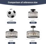 Pevfah Crystal Black Ceiling Light, Modern Semi Flush Mount Ceiling Lighting Fixture, Round Hallway Lighting Fixtures for Kitchen Entryway Bedroom Laundry Room, 1-Light, 9 Inch