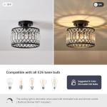 Pevfah Crystal Black Ceiling Light, Modern Semi Flush Mount Ceiling Lighting Fixture, Round Hallway Lighting Fixtures for Kitchen Entryway Bedroom Laundry Room, 1-Light, 9 Inch