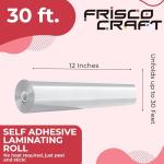 Frisco Craft Transparent Self Adhesive Laminating Roll - Self Laminating Sheets for Decals, Sticker, Photos & More - No Heat Sealing, Glossy, Clear Sheets (12" x 30 ft)