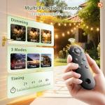 addlon 54(48+6) FT Solar String Lights Waterproof,Patio Lights Solar Powered with Remote & USB Port 15+1 LED Shatterproof Bulbs 3 Light Modes, Dimmable Solar Light for Camping Backyard Garden