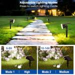 JEJOT Solar Spot Lights Outdoor Waterproof IP65,4 Pack,Cool Light,2 Lighting Modes Selectable, Solar Powered Yard Garden Solar Spot Lights for Outside Landscape Auto On/Off