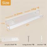 Laurensory Vinyl Record Shelf Wall Mount, 12 inch Clear Acrylic Album Record Holder Display, Floating Shelves for Wall, Magazine Shelf, Kids Bookshelf, Suitable for Bedroom, Living Room, etc.—6 Pack