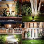 JEJOT Solar Spot Lights Outdoor Waterproof IP65,4 Pack,Cool Light,2 Lighting Modes Selectable, Solar Powered Yard Garden Solar Spot Lights for Outside Landscape Auto On/Off